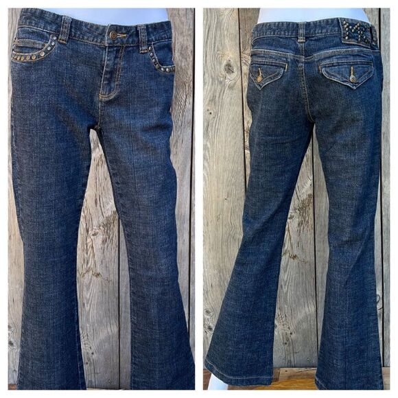 Michael Kors Bootcut Studded Blue Denim Jeans Size 6 - Picture 1 of 7
